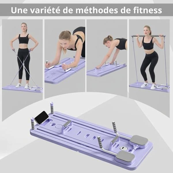 Pilatesbräda - Pilateskit, hopfällbar och multifunktionell Pilatesbräda, 5-i-1 Pilatesbräda - Lila