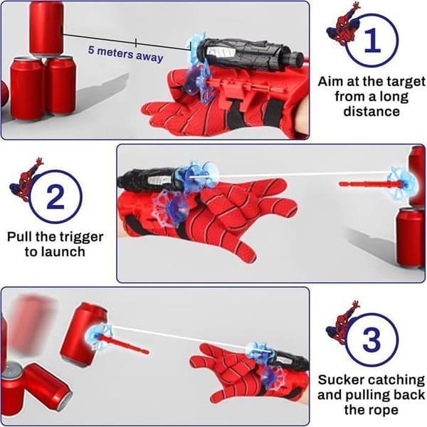 2-pack Spiderm Launcher-handske, Spiderm Launcher Handskkastare handledsleksaker Spider Launcher