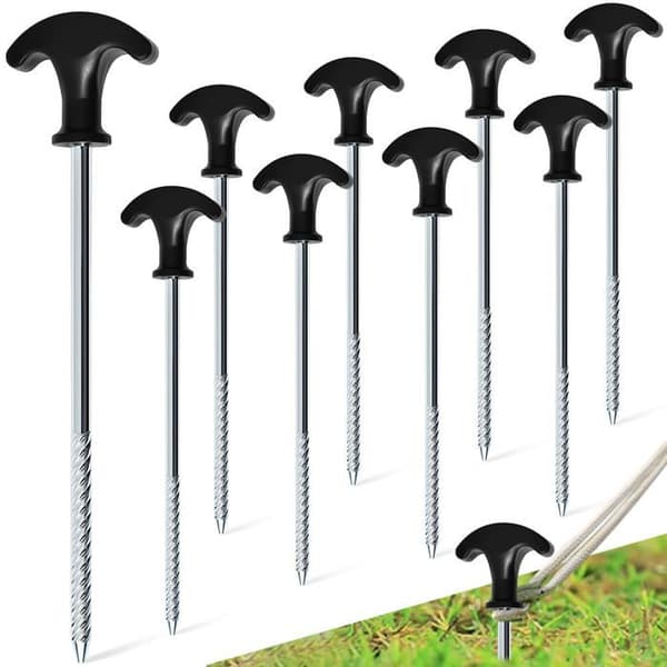 Sett med 12 galvaniserte rustfrie teltplugger, solide campingplugger for hardt underlag, 20 cm skruplugger