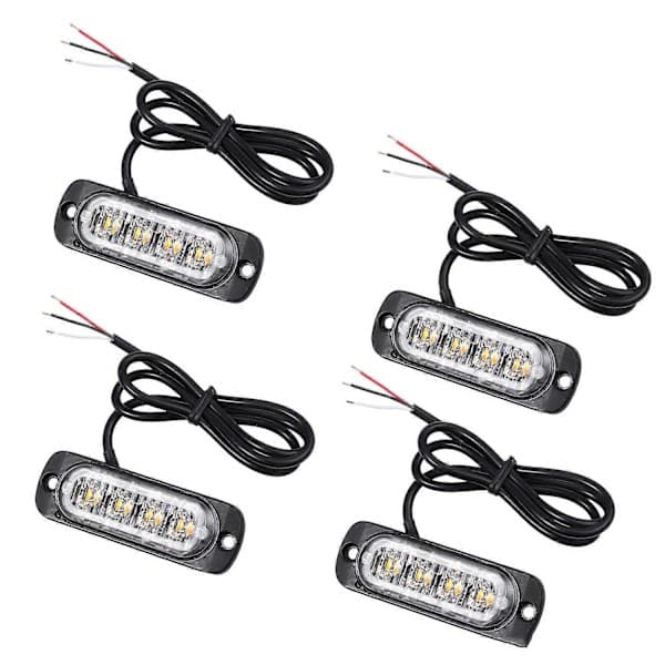 4st 4 LED Bärgningsljus Bärgningsljus 12V 24V Orange Grill Nödblixt