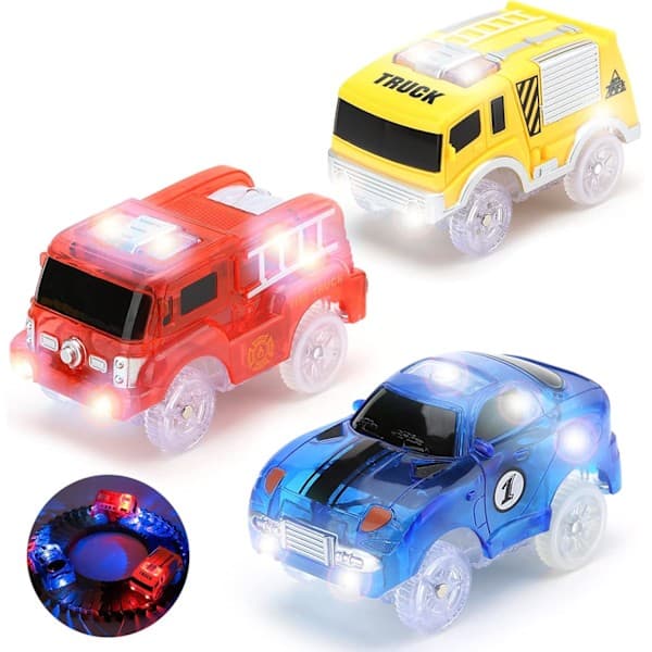 3-pakke Magic Rail Car-leker for barn, 5 LED-blinkende lys Förpackning 3