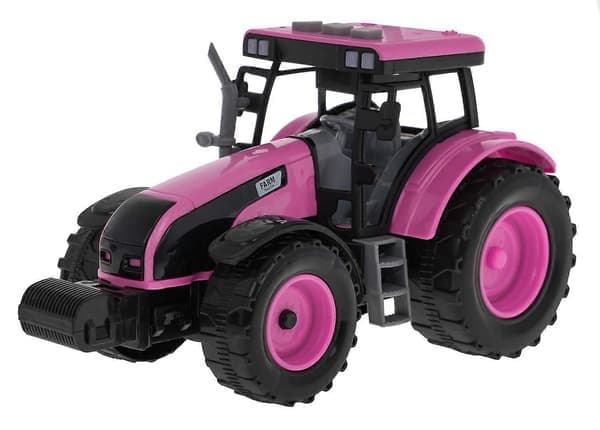 Interaktiv lyserød traktor med lyde og LED-lys til børn