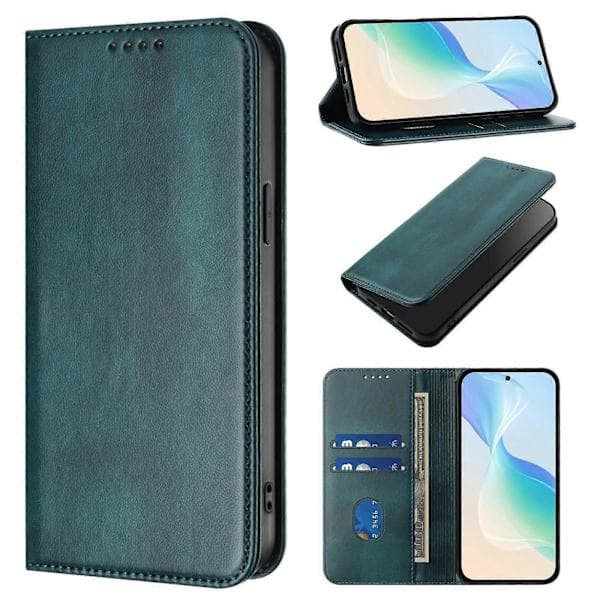 Plånboksfodral för Xiaomi 15T Pro Retro Textur Läder Telefonfodral Dark Green