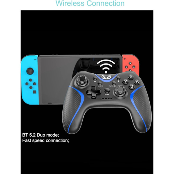 Switch-kontroller Bluetooth Switch Pro-kontroller for Switch/Lite/OLED/PC Windows, PC-spillkontroller med programmerbare knapper, vekkefunksjon hvit White