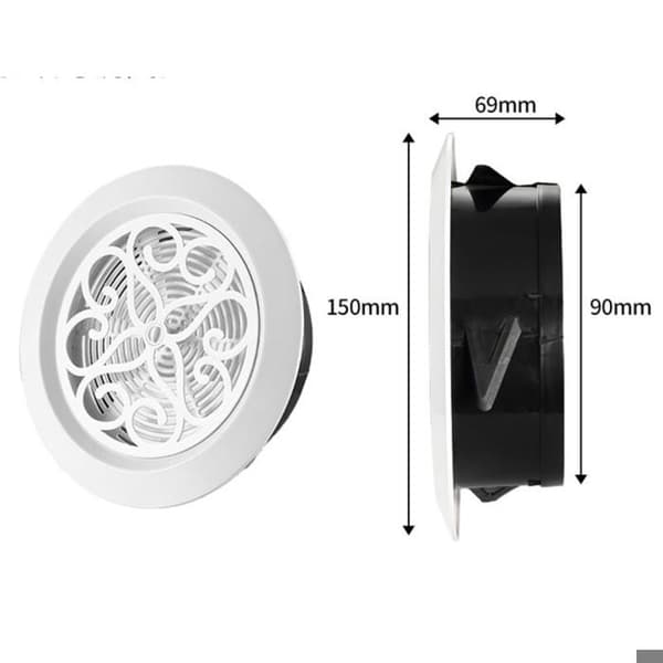 Justerbar rund ventilasjonsrist med integrert sil – 100 mm