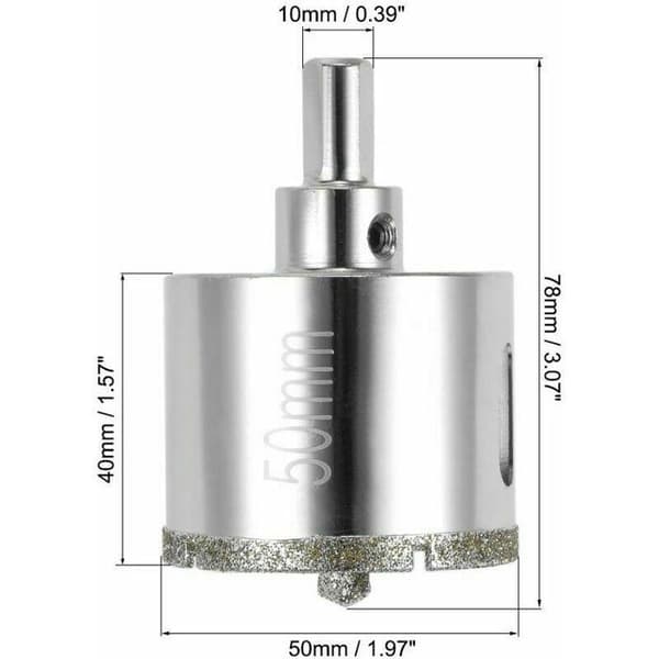 Diamantborebit til hulsav til glas, keramik, porcelæn og fliser, 50 mm