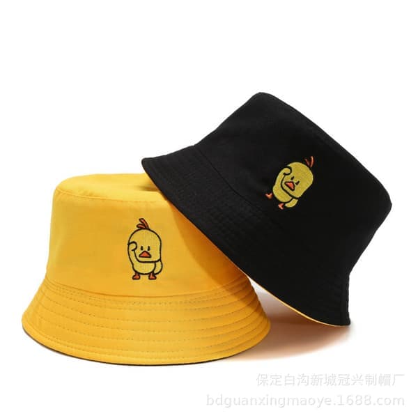 Fiskehat til kvinder, dobbeltsidet sommerhat, afslappet pottehat, gul sort, lille gul and