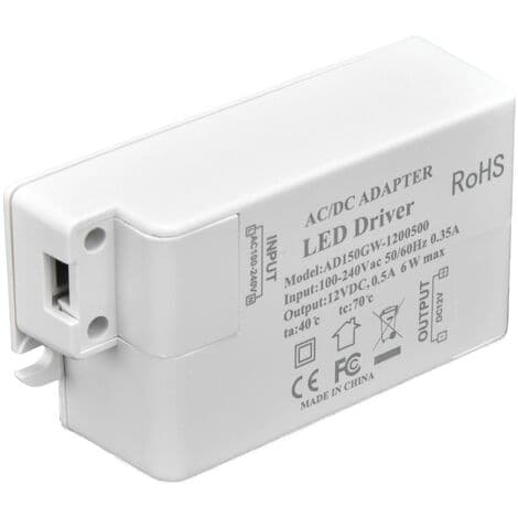 6W Maksimal 100-240V LED-driver, 12V Konstant Spenning Transformator, 0.5A LED-driver/transformatoromformer med lavspenningstransformatorer