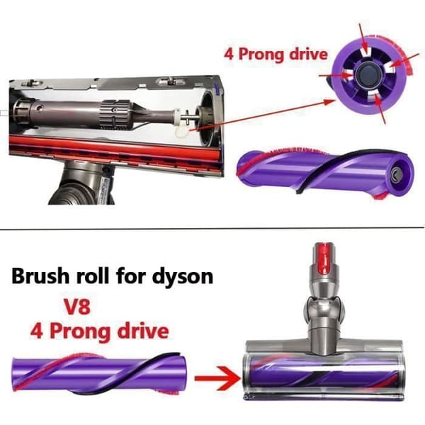 Rengøringsbørste til Dyson V8, Udskiftningsbørste til V8 Split Motorhoved/Grov Spids 4-benet Drev, 50MM)