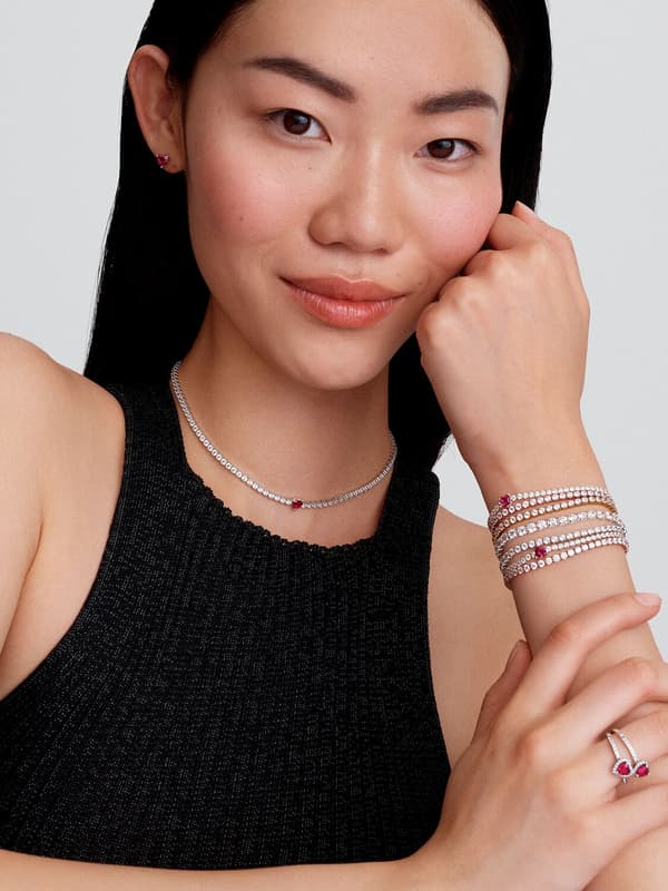 Pandora - Kimalteleva tennisrannekoru - 14k ruusukullattu 7.1in/18cm