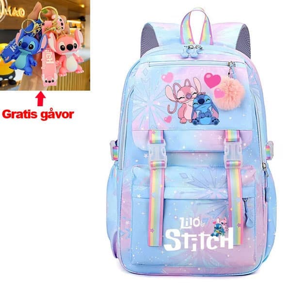 Stitch Piger Skoletaske Stor Kapacitet Stitch Rygsæk Afslappet Blå-FX-