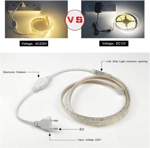 LED-list, Vattentät LED-list, 220v LED-list, 5050 IP65 Vattentät LED-list, Varmvit (6m)