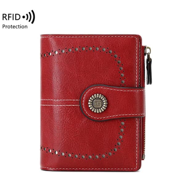 RFID liten kortplånbok röd red