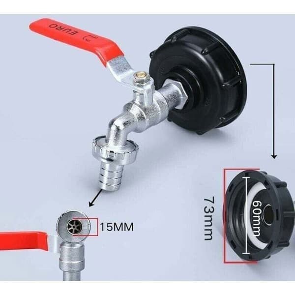 1000L Regnvandsopsamlingstank (2 stk.), 1/2\" Dobbelt Messing IBC Vandtankadapter, Lavet af PP