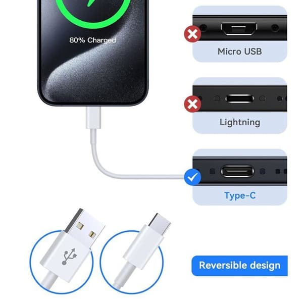 Superhurtigt 6A USB til USB-C datakabel til iPhone 16 15 Pro Samsung Galaxy S22, S21, S20 (2m)