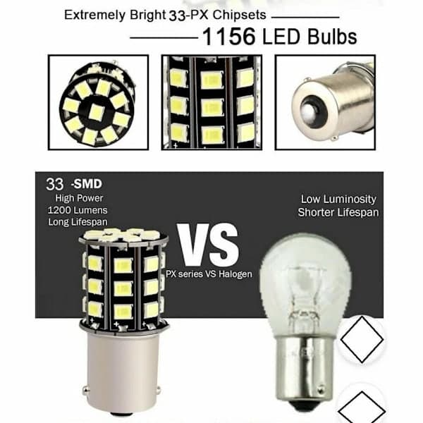 10 x Supersterke hvite 1156 Bobil Tilhenger 33SMD LED 1141 Interiørlys