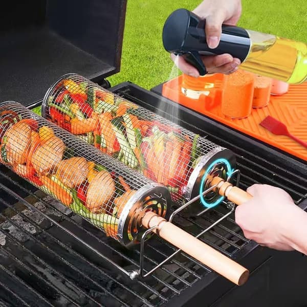 Grillkurve i rustfrit stål med stativ 20CM 20 cm 20