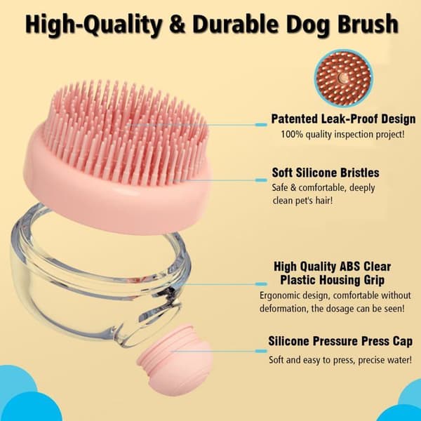 Hundebadebørste, pleje, massage shampoo, badebørste med sæbedispenser, bløde silikonebørster, grøn