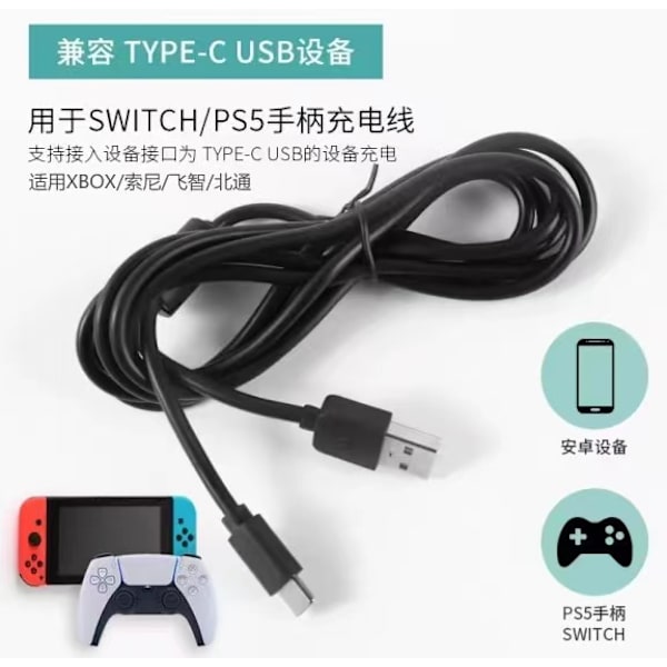 PS4 Sony Playstation 4 Controller Opladerkabel 1,5M Sort