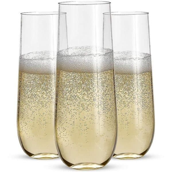 24 stilkløse PET champagneglas - genanvendelige