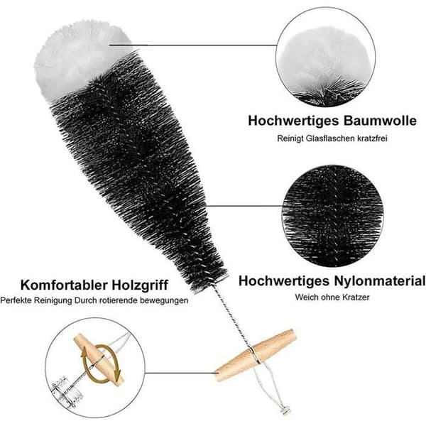 Pullonpesuharja lasille, 2 harjan setti, hellävarainen ja naarmuttamaton puhdistus, pullonpuhdistaja