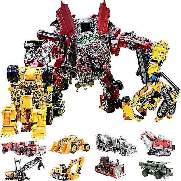Cool 8 i 1 Oversize Devastator Transformationslegetøj Drenge Anime Hook Actionfigurer Robot Bil Tech Køretøjsmodel KidsDB AOYI H6001*8D