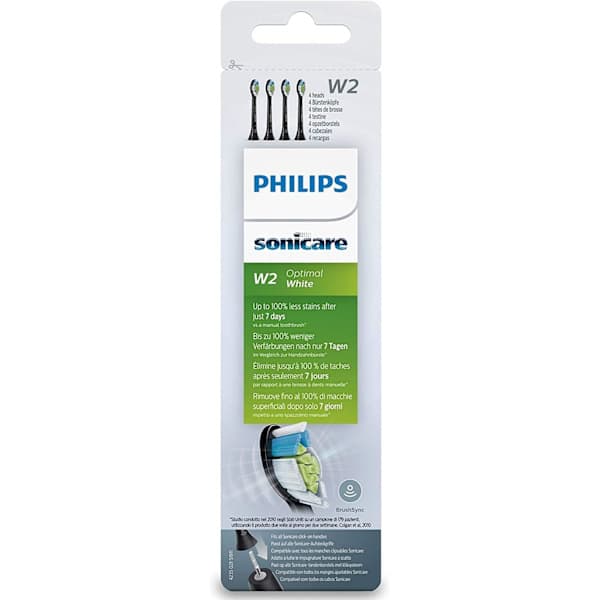4 erstatningsbørstehoder for Philips Sonicare W2 Black