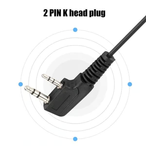 Ørekrok-headset med PTT for 2-pinners walkie-talkie