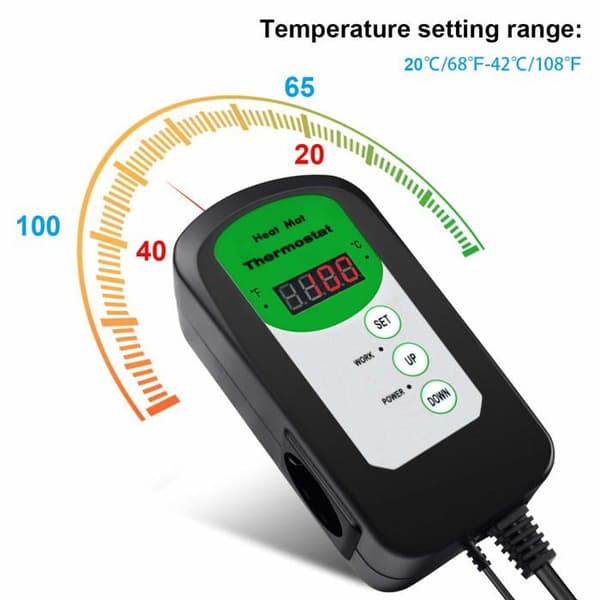 Digital termostatstyring varmemåtte til frøspiring, krybdyr og brygning 20-42°C