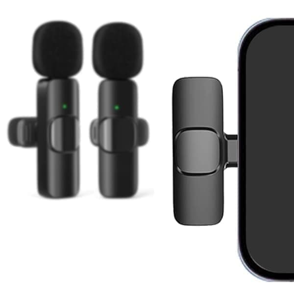 2-pak - Lavalier mikrofon til mobil - Trådløs - USB-C