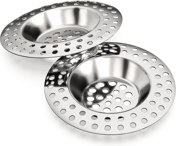 Sæt med sier, vaskesier, metalsier, rustfri stålsier, afløbssier, hårsier (2-pak)