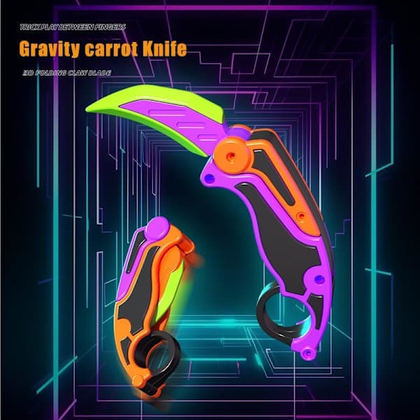 2 stk Fidget Claw Knife 3D Gravity Knife Legetøj 3D Gravity Plastic Switchblade Trykt Print Kniv Gulerod Kniv Sensorisk Kniv Fidget