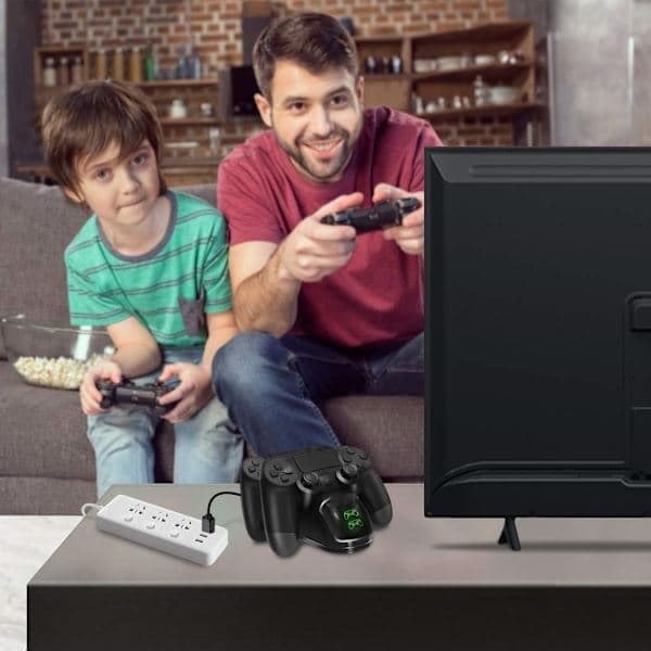 INF Dobbelt ladestation til to PS4/PS4 Slim/PS4 Pro controllere