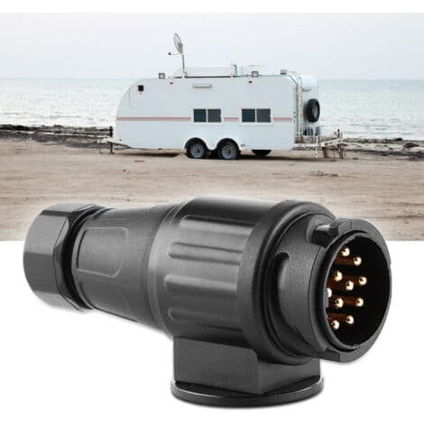 12V 13-polet plastik elektrisk trailerstik, 13-polet ledningsadapter, sort