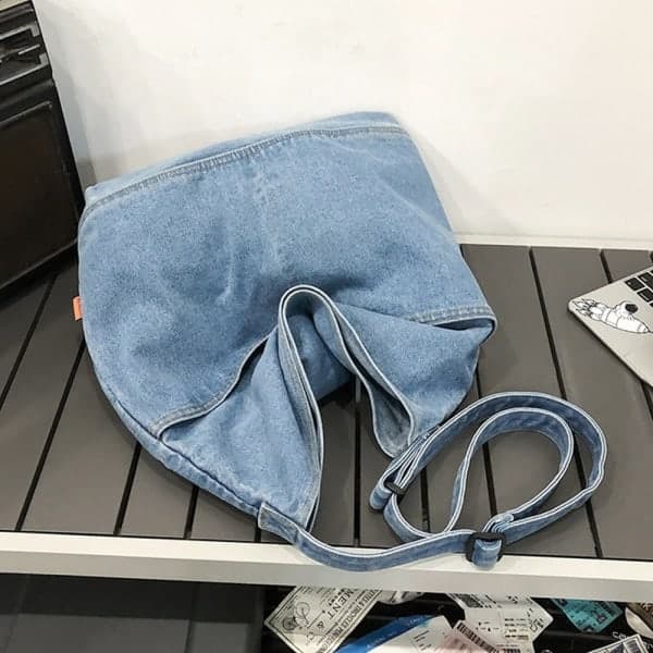 Blå Jeans Tygväska Axelväska Messenger Bag Stor Dam wath