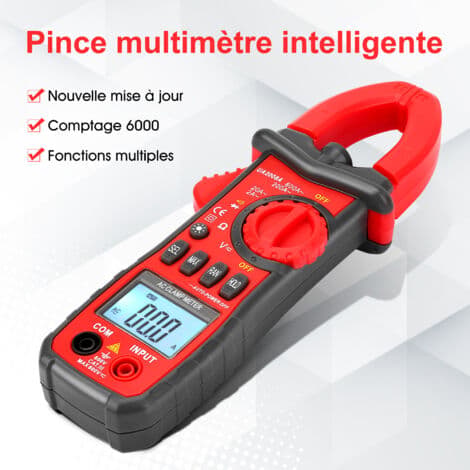 AC/DC 600A Digital Tangamperemeter – Baggrundsbelyst LCD-display – Måler Spænding, Strøm, Modstand, Temperatur – Automatisk Tester – DC 600 A T