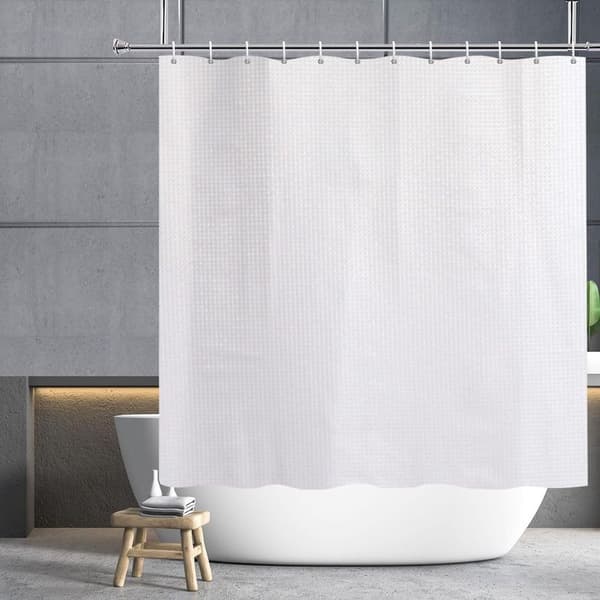 Våffelvävd duschdraperi 180x90cm – Vattentät och mögelresistent – Enkel installation med öljetter – Modern design