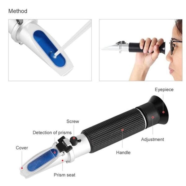 Alkoholrefraktometer 0-80 % med automatisk temperaturkompensering 0-30 ℃