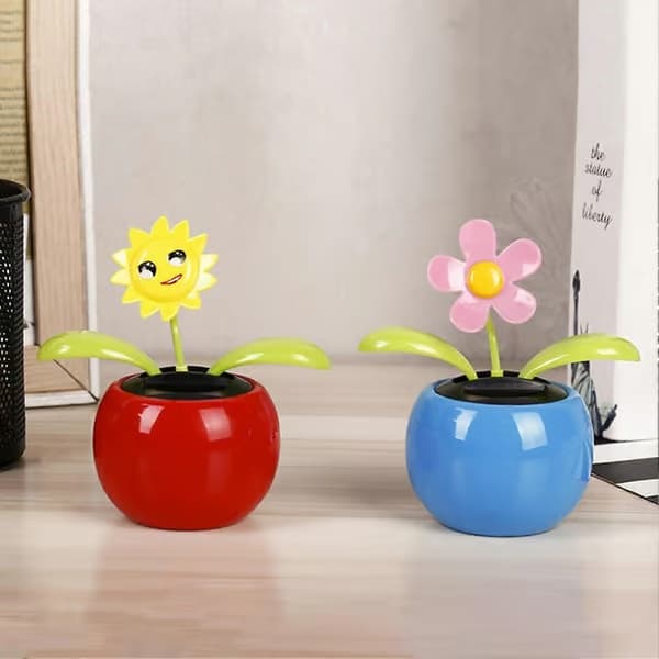 Rolig solcellsdriven prydnad för bil, dansande blomma, gungande leksak för instrumentbrädan - Sy D