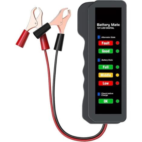 12V Bilbatteritestare, Batterikontroll, Analysator för Kontroll av Generator och Batteriladdningssystem, LED-indikator