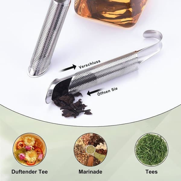 2-delt løs te-infuser-sett - Finmasket tebar, te-infuser i rustfritt stål, melbørste