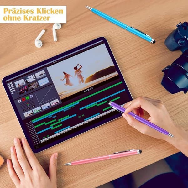 ®RisingFF Kapacitiv Stylus til Tablets med Sort Kuglepen til iPad, iPhone, Tablet, Mobiltelefon