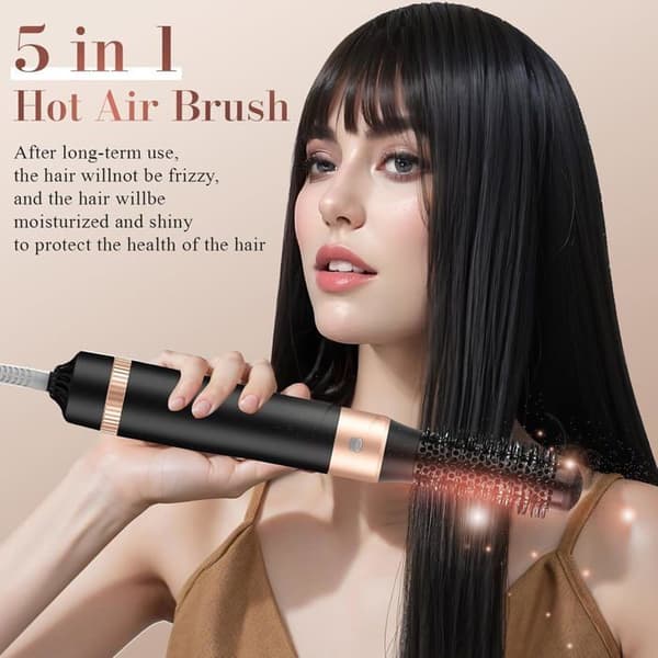 Air Styler 5-i-1, hårføner, luftkrøller, hårfønerbørste, rettetangbørste for krølling, retting