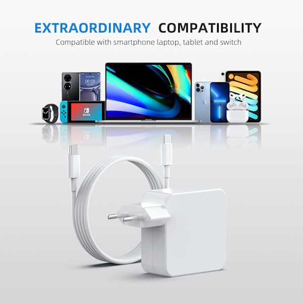 Oplader til MacBook 2016 2017 2018 2019 2020 Pro 61W USB-C Strømadapter 87W 87W