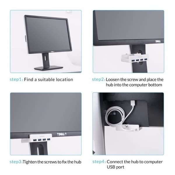 USB 3.0 Hub - 4 porte - Smart opladning - Aluminium - Sølv
