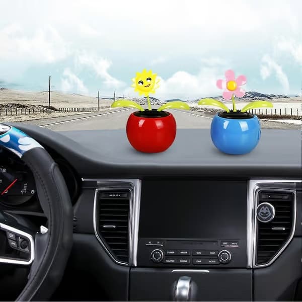 Rolig solcellsdriven prydnad för bil, dansande blomma, gungande leksak för instrumentbrädan - Sy B