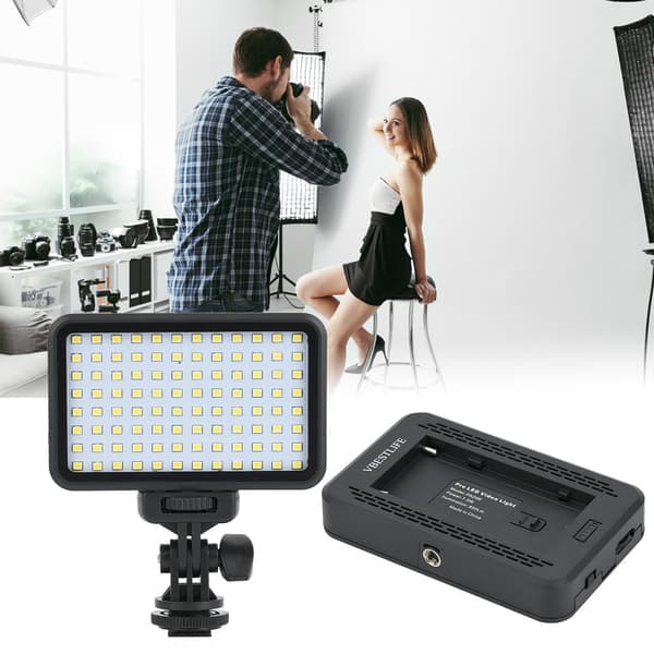Plast 96LED 3200-6000K Kamera LED Videolys Sæt med Batteri og Oplader