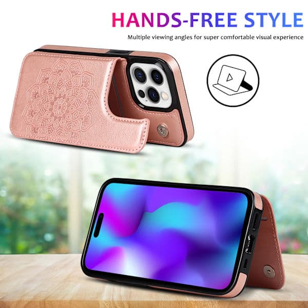 Til iPhone 17 etui med kortholder, blomstermagnetknapper beskyttende pung etui til kvinder til iPhone 17 pink iPhone 17 Pro