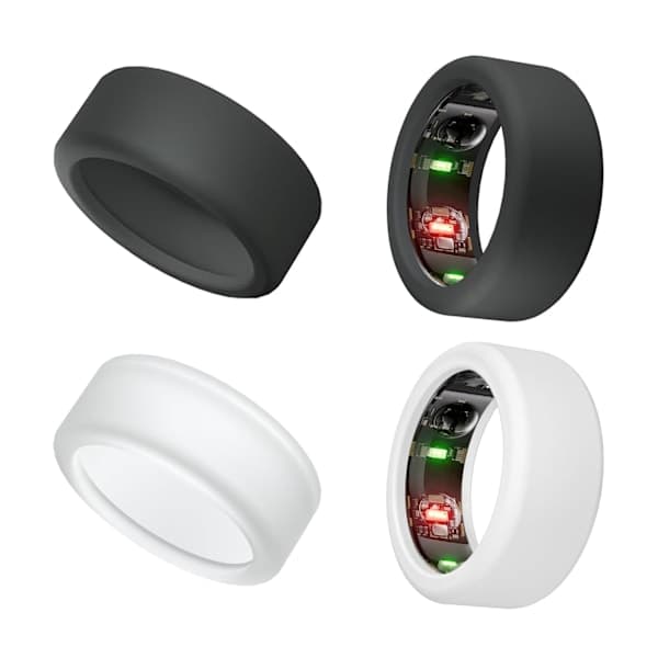 Beskyttelse til Oura Ring, 4 stk beskyttelse kompatibel med Oura Ring, Elastisk etui til Oura Ring Gen 3 Træning sort sort S