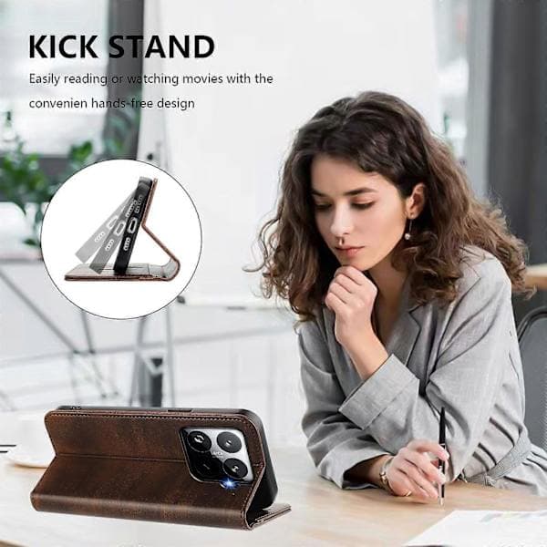 Plånboksfodral för Xiaomi 15T Pro Retro Textur Läder Telefonfodral Brown